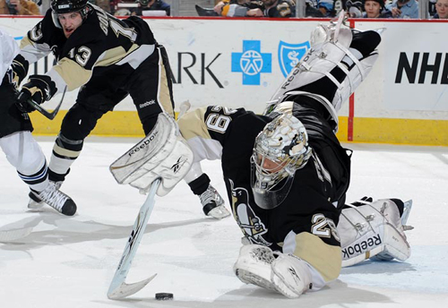 Marc-Andre Fleury made 27 saves, but the Penguins fell to the Lightning, 2-0 in December