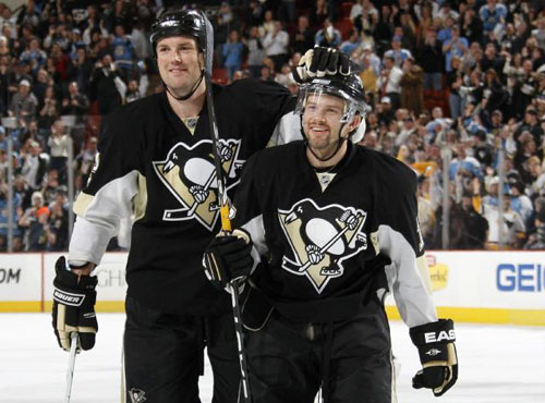 Petr Sykora scored the tying power-play goal with 3:29 remaining in regulation, and Evgeni Malkin finished a frantic Pittsburgh rally with 15.5 seconds left in overtime by scoring his second goal of the night. Penguins defeated the Lightning 4-3 in overtime at Mellon Arena February 6, 2009 in Pittsburgh, Pennsylvania.